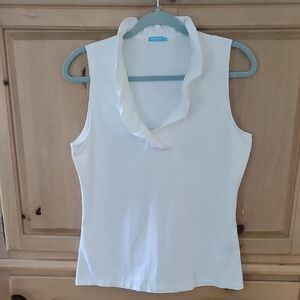 J. McLaughlin White Ruffled Collar Blouse